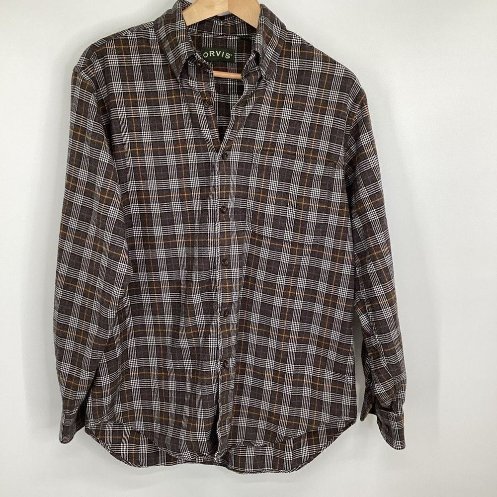 Men's Orvis‎ Long Sleeved plaid Flannel Button down Shirt large